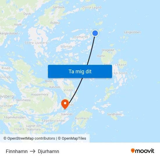Finnhamn to Djurhamn map