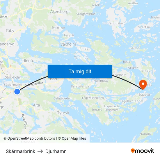 Skärmarbrink to Djurhamn map