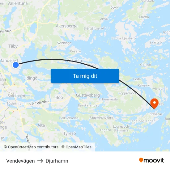 Vendevägen to Djurhamn map