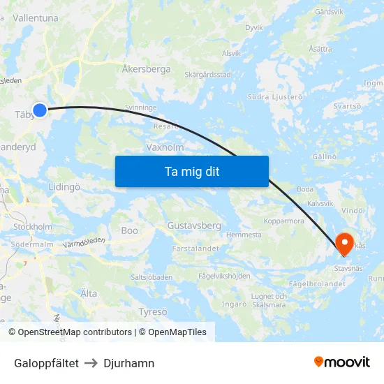 Galoppfältet to Djurhamn map