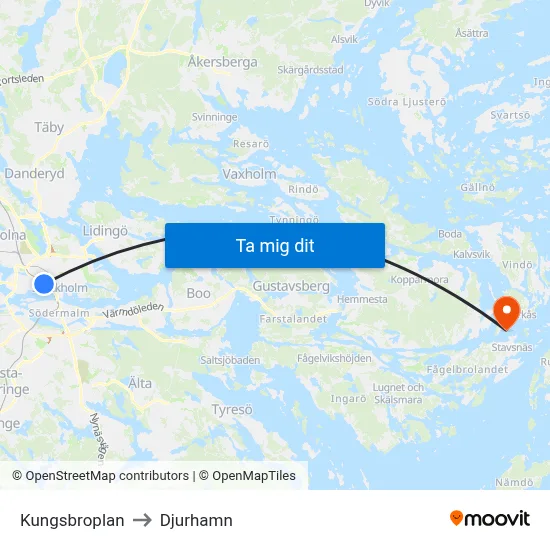 Kungsbroplan to Djurhamn map