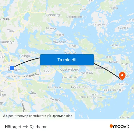 Hötorget to Djurhamn map