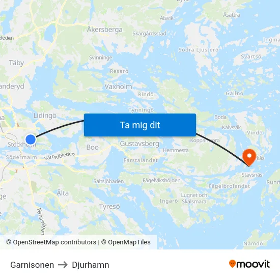 Garnisonen to Djurhamn map