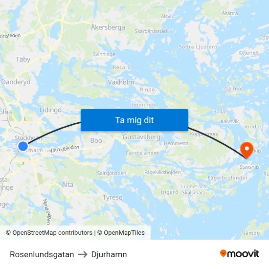 Rosenlundsgatan to Djurhamn map