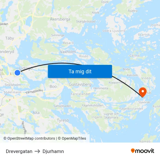 Drevergatan to Djurhamn map