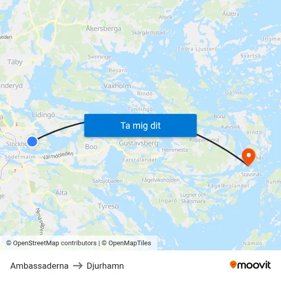 Ambassaderna to Djurhamn map
