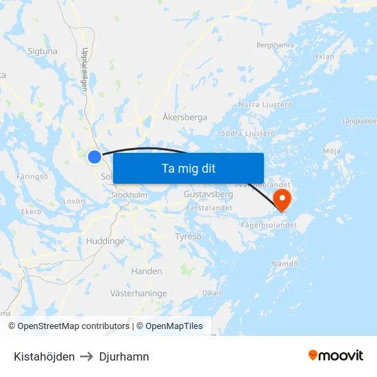 Kistahöjden to Djurhamn map