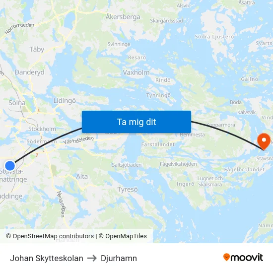 Johan Skytteskolan to Djurhamn map