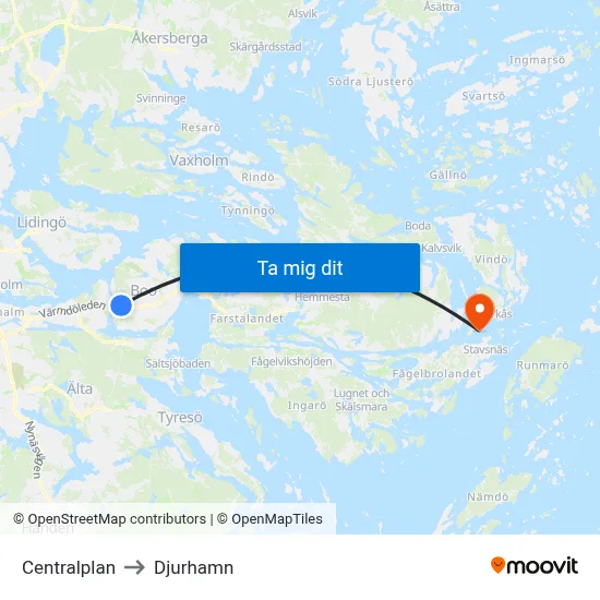 Centralplan to Djurhamn map