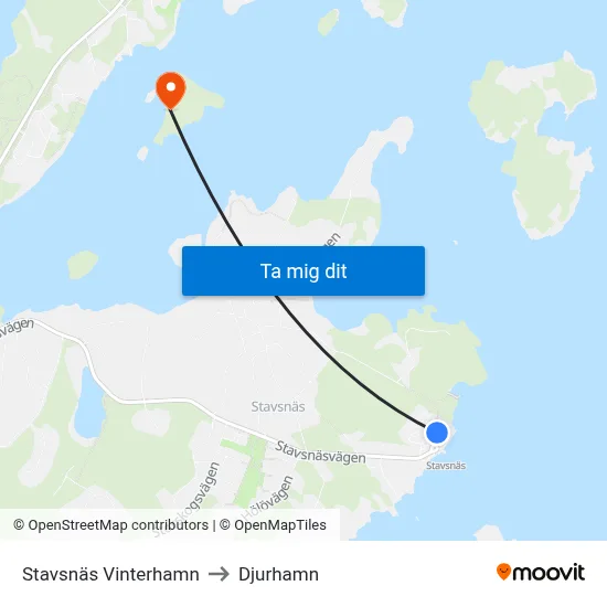 Stavsnäs Vinterhamn to Djurhamn map