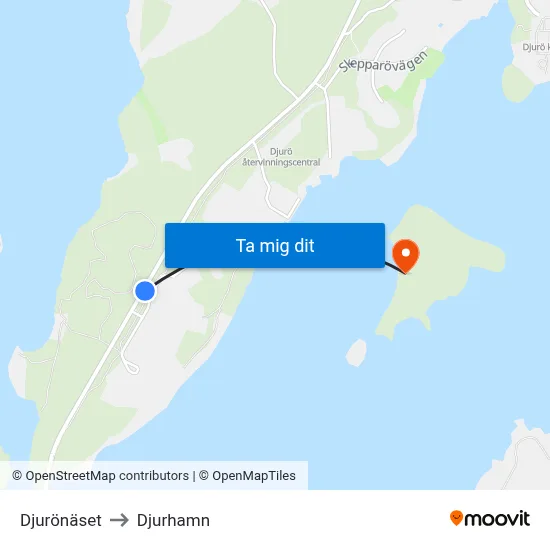 Djurönäset to Djurhamn map