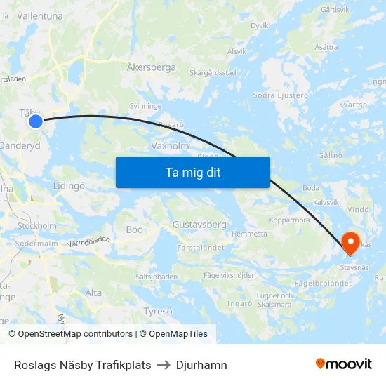 Roslags Näsby Trafikplats to Djurhamn map