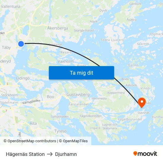 Hägernäs Station to Djurhamn map