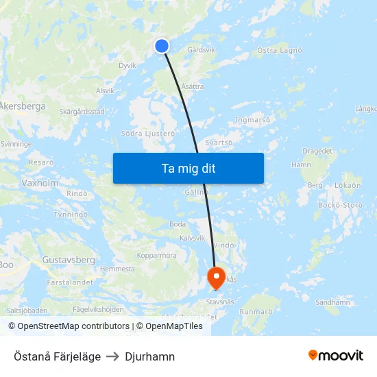 Östanå Färjeläge to Djurhamn map