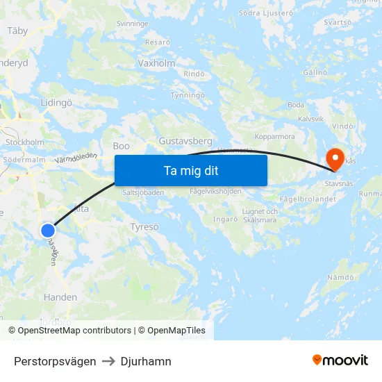 Perstorpsvägen to Djurhamn map