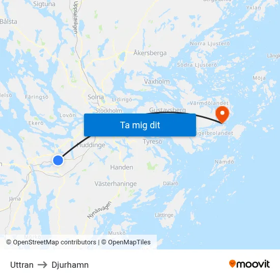 Uttran to Djurhamn map
