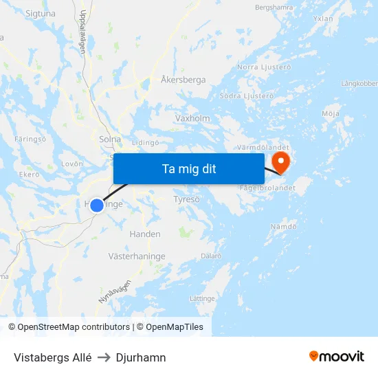 Vistabergs Allé to Djurhamn map