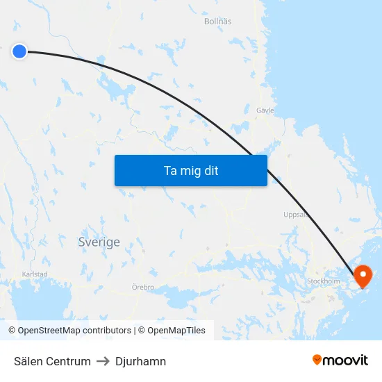 Sälen Centrum to Djurhamn map