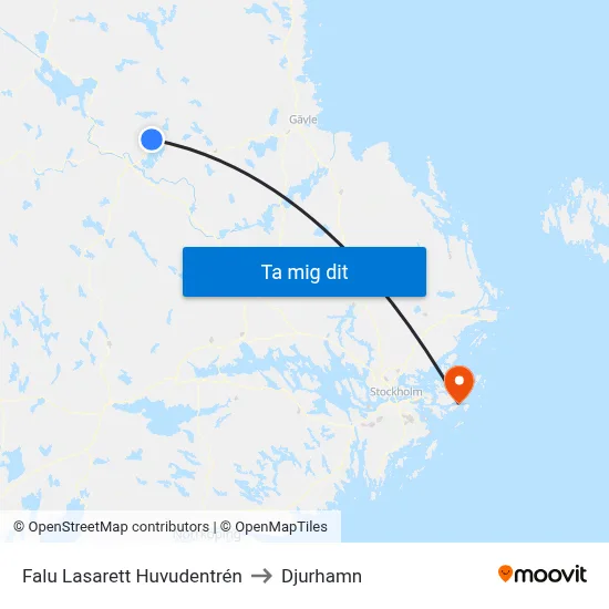 Falu Lasarett Huvudentrén to Djurhamn map