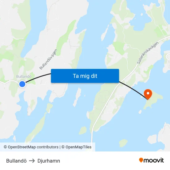 Bullandö to Djurhamn map