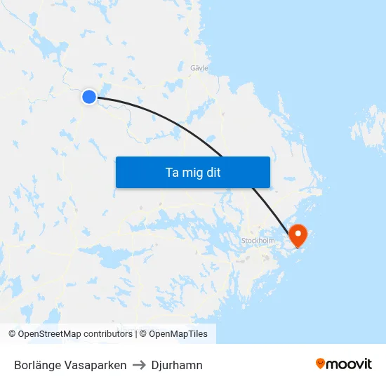 Borlänge Vasaparken to Djurhamn map