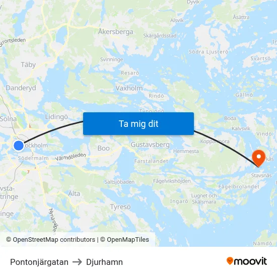 Pontonjärgatan to Djurhamn map