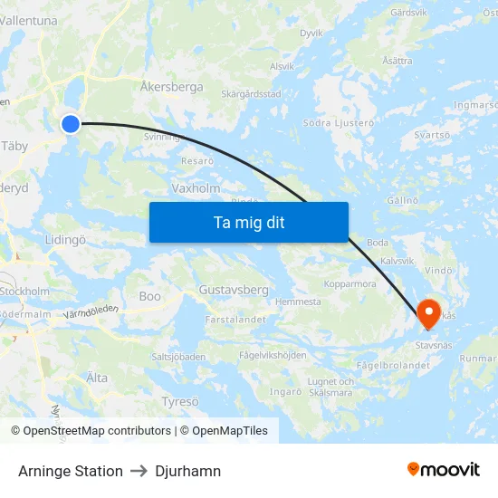 Arninge Station to Djurhamn map
