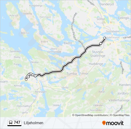 747 bus Line Map