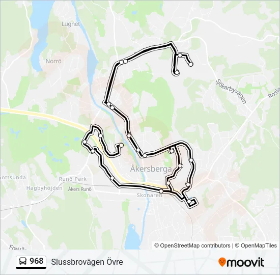 968 buss Linje karta