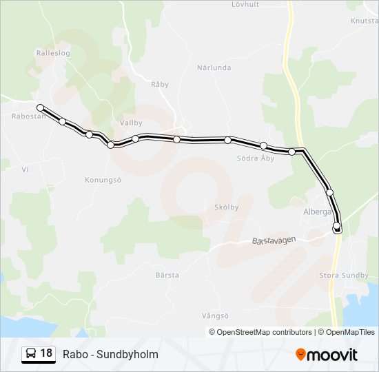 18 bus Line Map