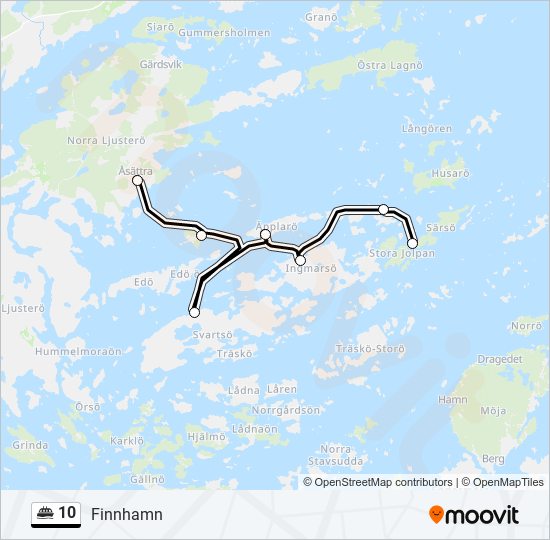 10 färja Linje karta