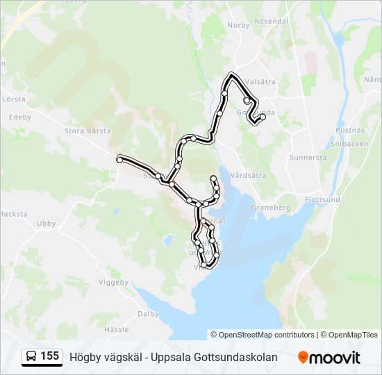 155 bus Line Map