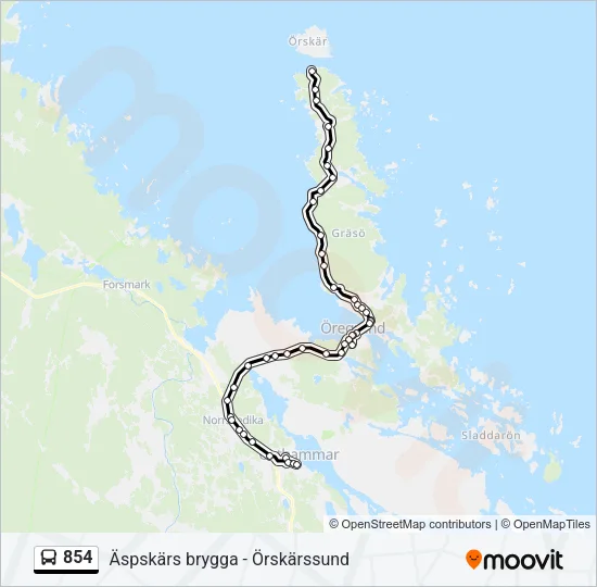 854 Bus Line Map