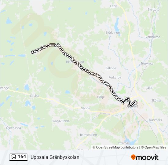 164 bus Line Map