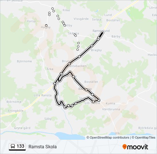 133 bus Line Map