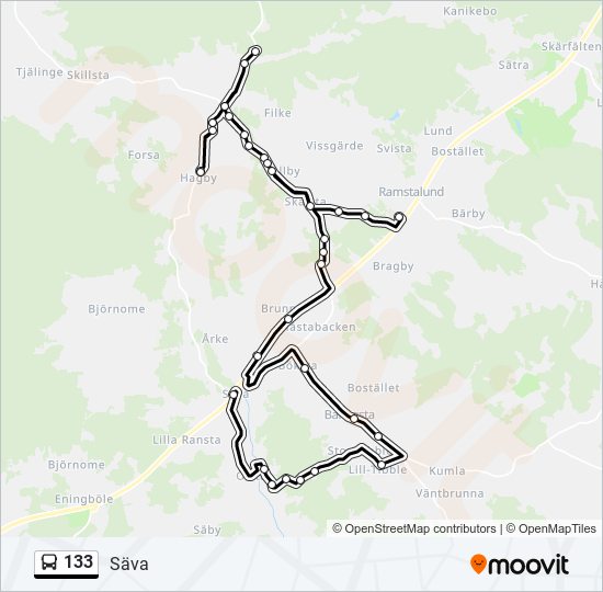 133 bus Line Map