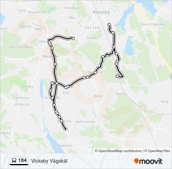 184 bus Line Map