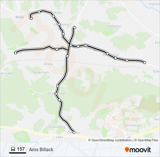 157 bus Line Map