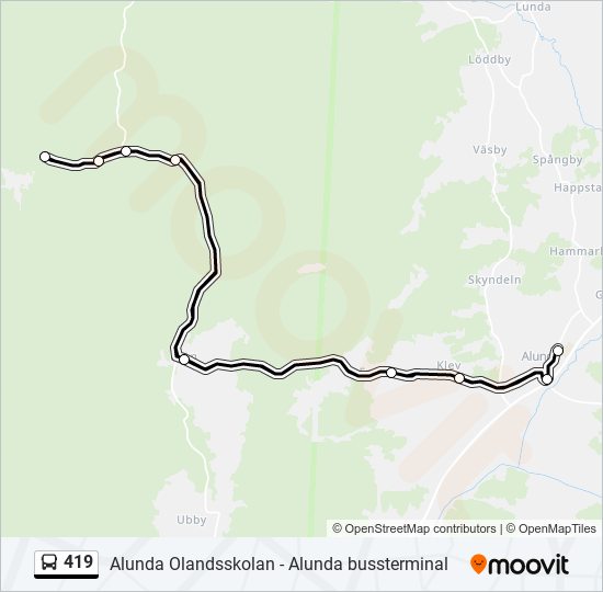 419 bus Line Map