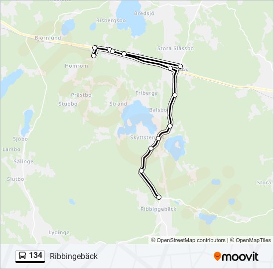 134 bus Line Map