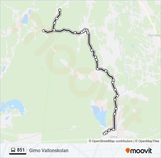 851 bus Line Map