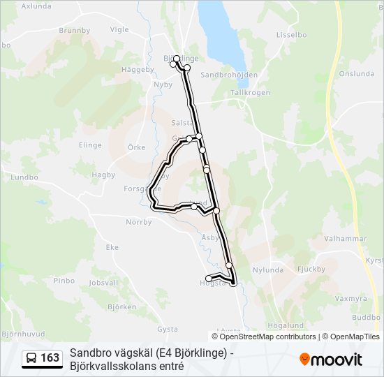 163 bus Line Map