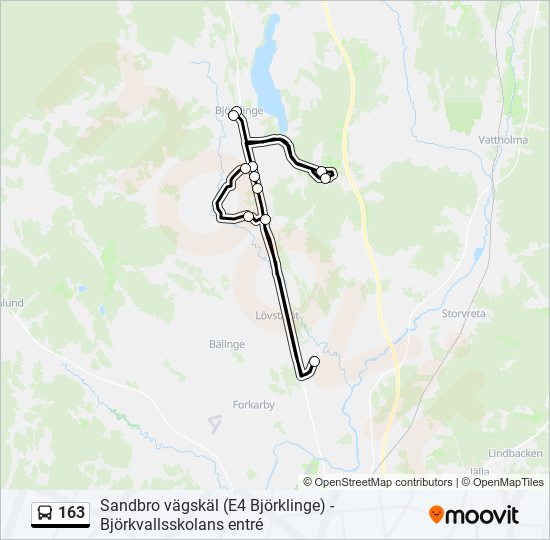 163 bus Line Map