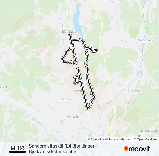 163 bus Line Map