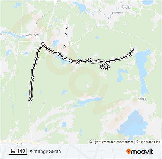 140 bus Line Map