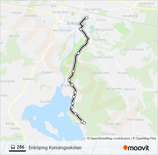 286 bus Line Map