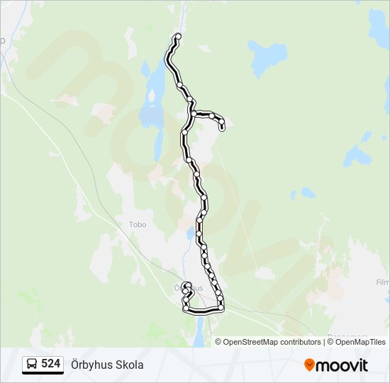 524 bus Line Map