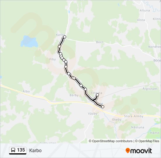 135 bus Line Map