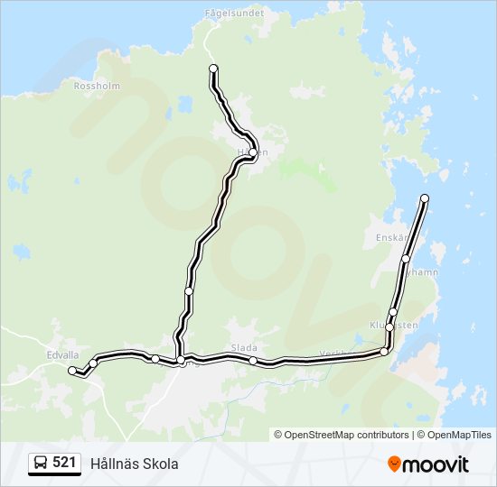 521 bus Line Map