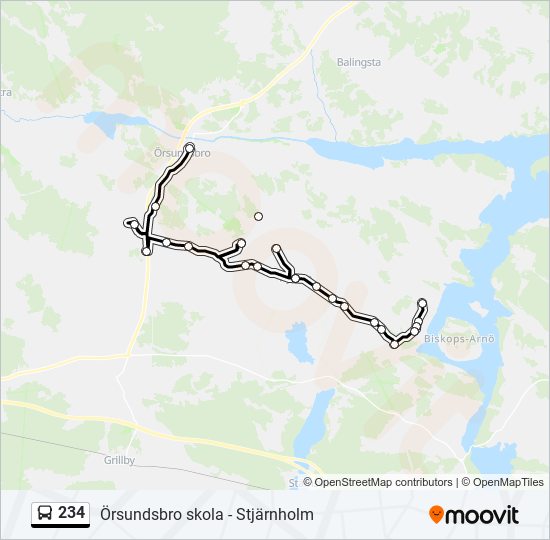 234 bus Line Map